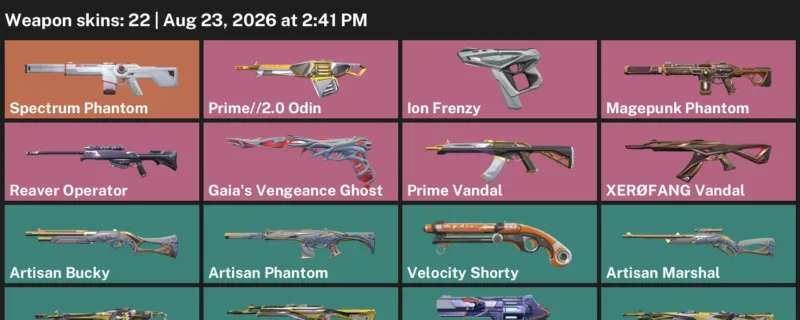 Valorant account inventory for LVL 105 · Magepunk Phantom & Artisan Phantom