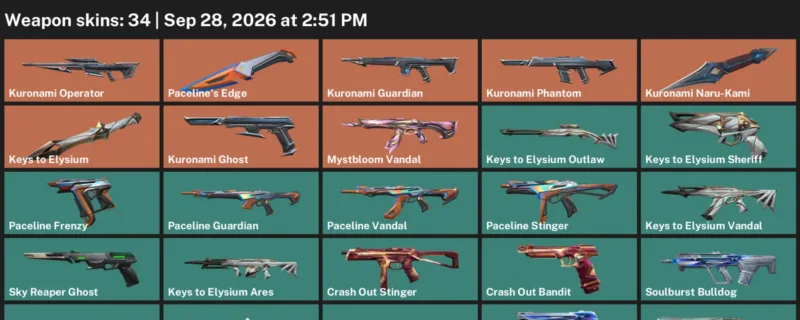 Valorant account inventory for LVL 56 · Dragon Gate Phantom & Crash Out Bucky