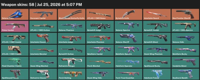 Valorant Accounts listing: LVL 133 · Black.Market Butterfly Knife & Byteshift Knife · 58 Skins - Gold 2, 58 skins