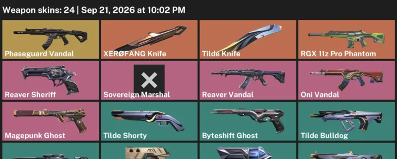 Valorant account inventory for LVL 173 · Reaver Sheriff & Oni Vandal