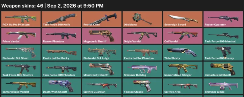 Valorant account inventory for LVL 196 · Reaver Knife & Sovereign Sword & 46 Skins Reaver Knife