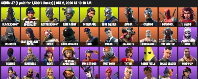 Fortnite account inventory for Black Knight - Sparkle Specialist - 47 Outfits
