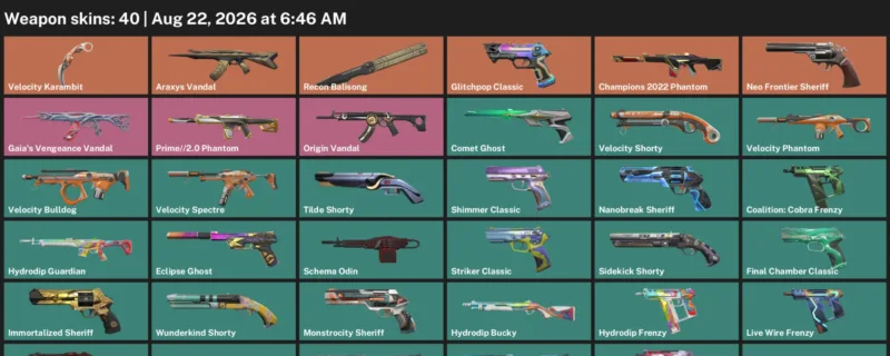 Valorant account inventory for LVL 310 · Champions 2022 Phantom & Velocity Karambit