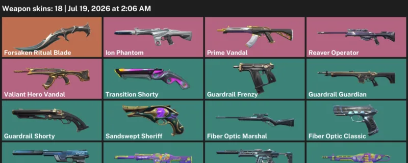 Valorant Accounts listing: LVL 104 · Forsaken Ritual Blade · 18 Skins - Gold 2, 18 skins