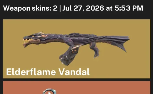 Valorant Accounts listing: LVL 28 · Elderflame Vandal & Evori's Spellcaster · 2 Skins - Unranked, 2 skins