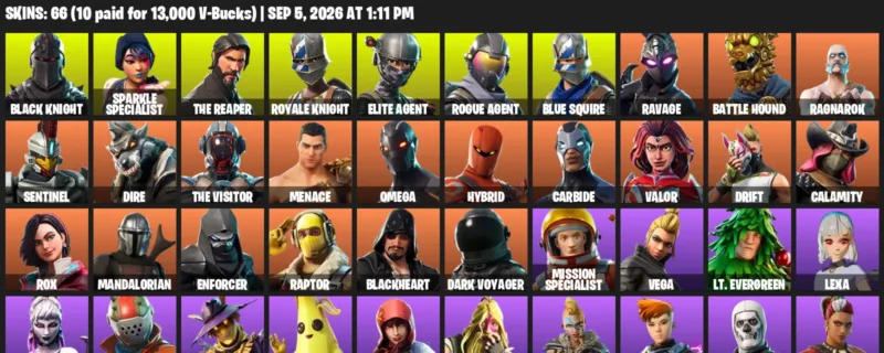 Fortnite account inventory for LVL 1025 - Black Knight - Sparkle Specialist - 66 Outfits