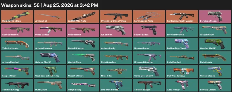 Valorant account inventory for LVL 392 · Kuronami no Yaiba & RGX 11z Pro Blade & XerØFang Knife