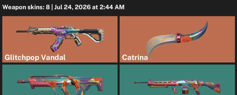 Valorant Accounts listing: LVL 103 · Catrina & Glitchpop Vandal · 8 Skins - Silver 2, 8 skins