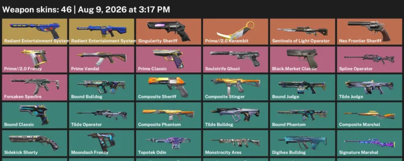 Valorant account inventory for LVL 107 · 2.0 Karambit & 46 Skins Prime