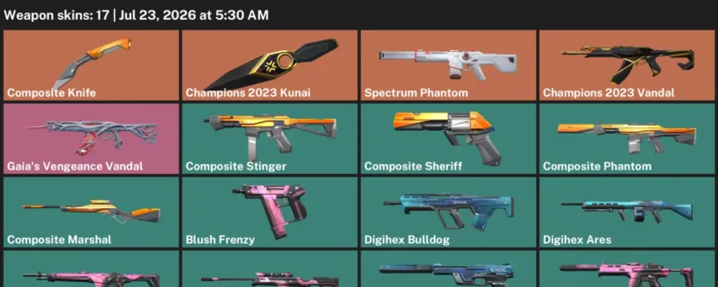 Valorant Accounts listing: LVL 63 · Champions 2023 Kunai & Composite Knife · 17 Skins - Gold 1, 17 skins