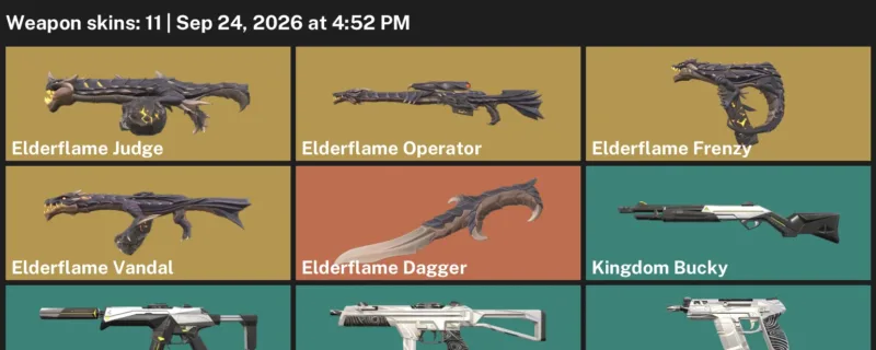 Valorant account inventory for LVL 13 · Elderflame Dagger & Elderflame Operator