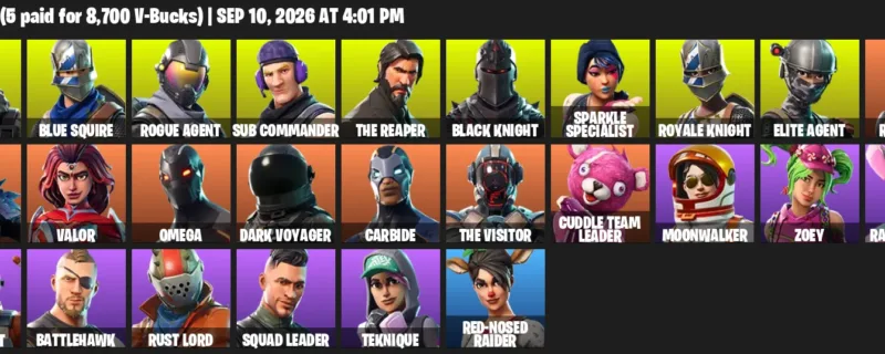 Fortnite account inventory for LVL 335 - Havoc - Blue Squire - 26 Outfits