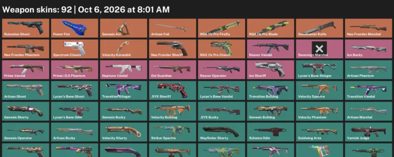 Valorant account inventory for LVL 139 · RGX 11z Pro Blade & Velocity Karambit & Xenohunter Knife
