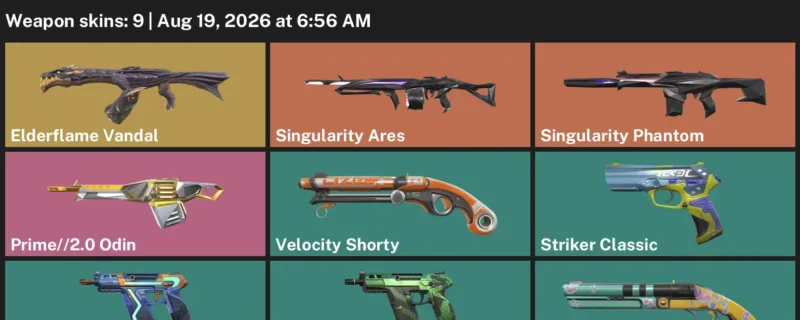 Valorant account inventory for LVL 90 · Elderflame Vandal & Singularity Phantom