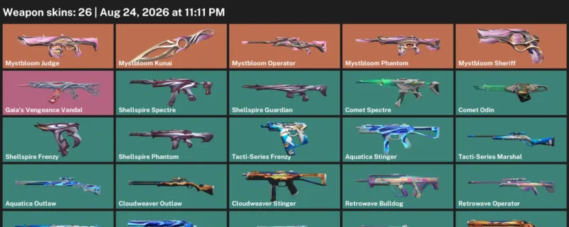 Valorant account inventory for LVL 29 · Aquatica Ares & Mystbloom Kunai