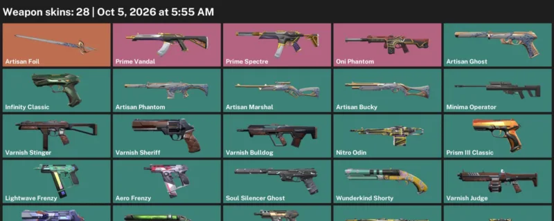 Valorant account inventory for LVL 125 · Artisan Phantom & Death Wish Sheriff