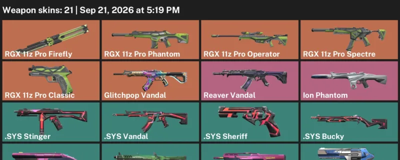 Valorant account inventory for LVL 94 · Glitchpop Vandal & Sys Vandal
