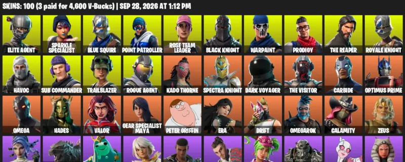Fortnite account inventory for Elite Agent - Sparkle Specialist - 100 Outfits