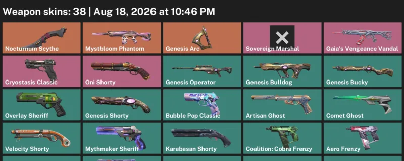 Valorant account inventory for LVL 242 · Nocturnum Scythe & Aero Phantom