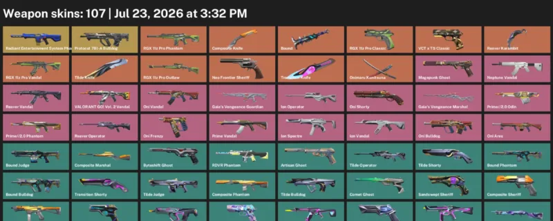 Valorant Accounts listing: LVL 388 · Composite Knife & Reaver Karambit · 107 Skins - Platinum 2, 107 skins