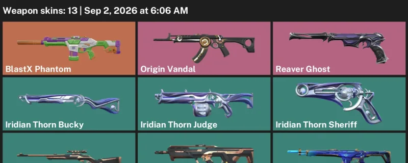 Valorant account inventory for LVL 59 · Reaver Ghost & Origin Vandal