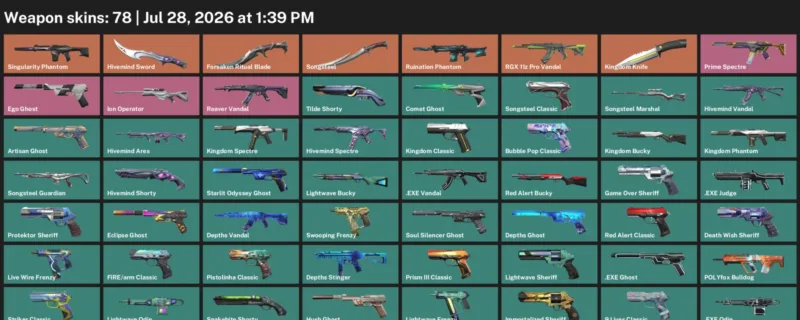 Valorant Accounts listing: LVL 341 · Forsaken Ritual Blade & Hivemind Sword · 78 Skins - Platinum 1, 78 skins