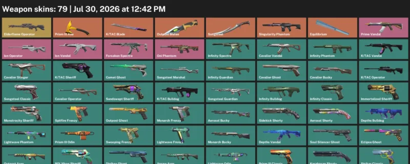 Valorant Accounts listing: LVL 369 · K/TAC Blade & Outpost Melee · 79 Skins - Silver 3, 79 skins
