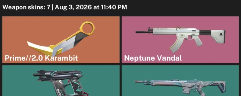 Valorant account inventory for LVL 77 · 2.0 Karambit & Neptune Vandal