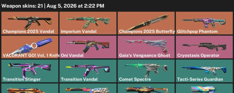 Valorant account inventory for LVL 62 · Champions 2025 Vandal & 21 Skins Champions 2025 Butterfly Knife