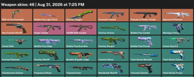 Valorant account inventory for LVL 136 · Overlay Dagger & RGX 11z Pro Karambit