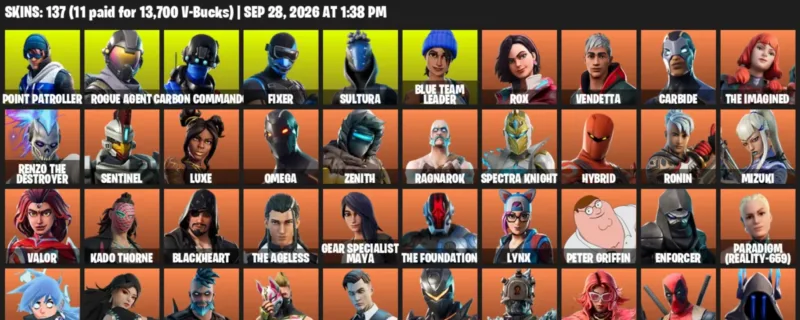 Fortnite account inventory for Point Patroller - Rogue Agent - 120 Outfits