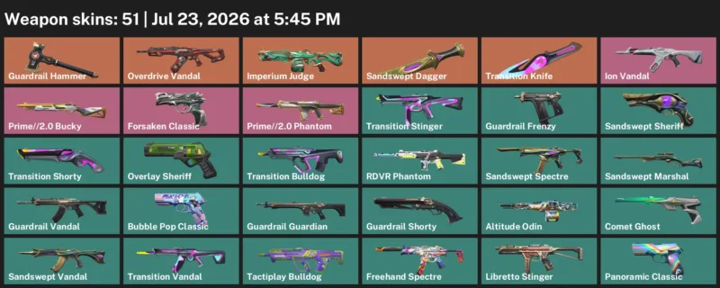 Valorant Accounts listing: LVL 162 · Sandswept Dagger & Transition Knife · 51 Skins - Gold 2, 51 skins