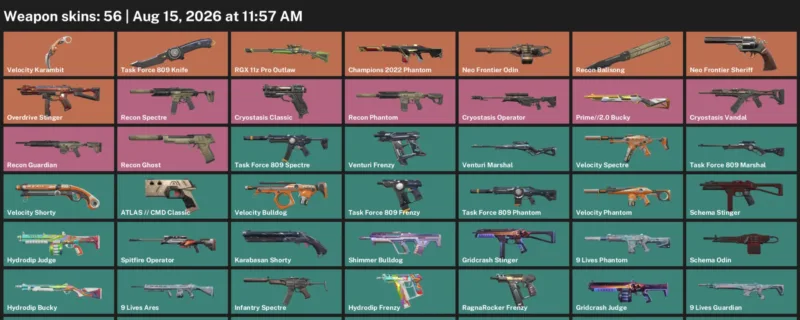 Valorant account inventory for LVL 139 · Champions 2022 Phantom & Velocity Karambit