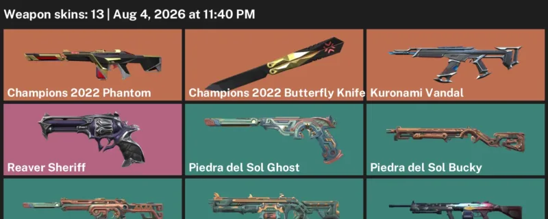 Valorant account inventory for LVL 36 · Champions 2022 Butterfly Knife & Champions 2022 Phantom