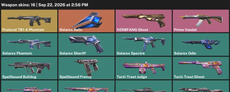 Valorant account inventory for LVL 45 · Prime Vandal & Protocol 781-A Phantom & 16 Skins Prime Vandal
