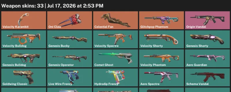 Valorant Accounts listing: LVL 149 · Celestial Fan & Velocity Karambit · 33 Skins - Silver 1, 33 skins