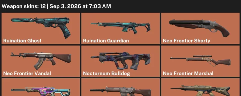 Valorant account inventory for LVL 1 · 12 Skins Araxys Vandal & Glitchpop Phantom