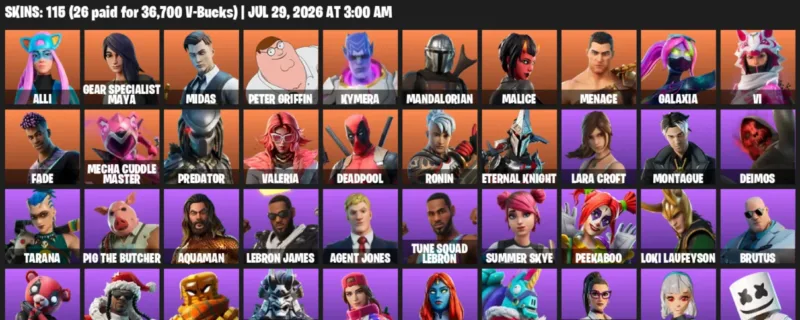 Fortnite Accounts listing: LVL 1268 - Alli - Gear Specialist Maya - 115 Outfits - 115 outfits