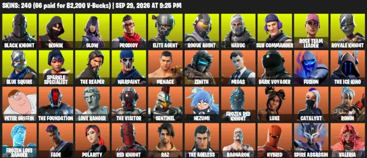 Fortnite account inventory for Black Knight - IKONIK - 120 Outfits