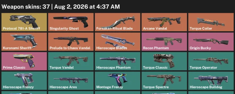 Valorant account inventory for LVL 84 · Arcane Vandal & Forsaken Ritual Blade