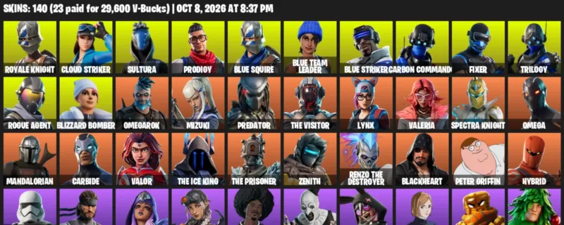 Fortnite account inventory for Royale Knight - Cloud Striker - 120 Outfits