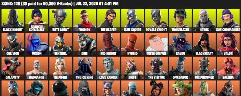Fortnite Accounts listing: LVL 2639 - Black Knight - Sparkle Specialist - 128 Outfits - 128 outfits