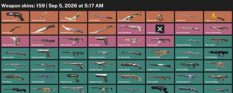 Valorant account inventory for LVL 256 · 2.0 Karambit & Velocity Karambit