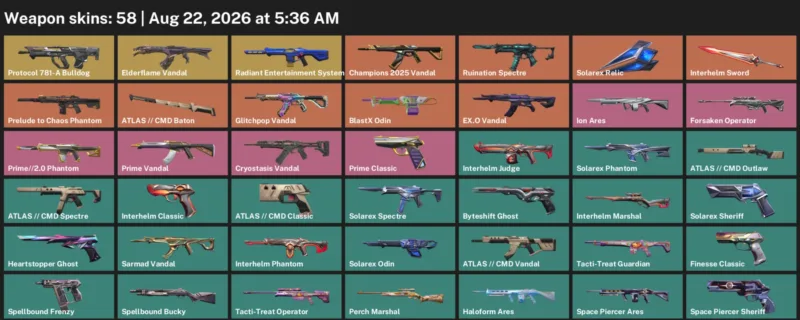 Valorant account inventory for LVL 152 · Cmd Vandal & Cmd Baton