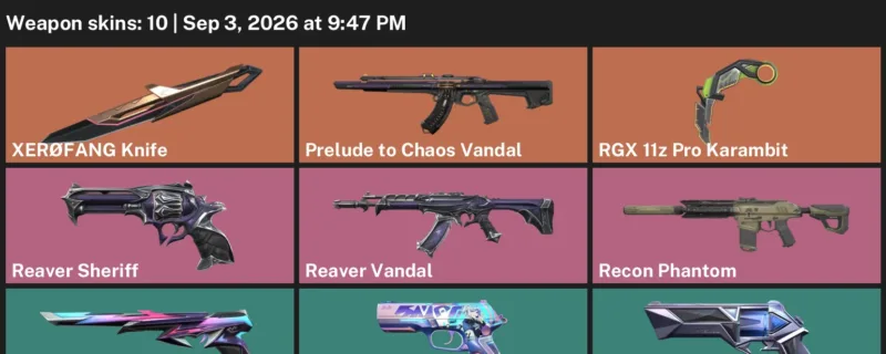 Valorant account inventory for LVL 107 · RGX 11z Pro Karambit & XerØFang Knife