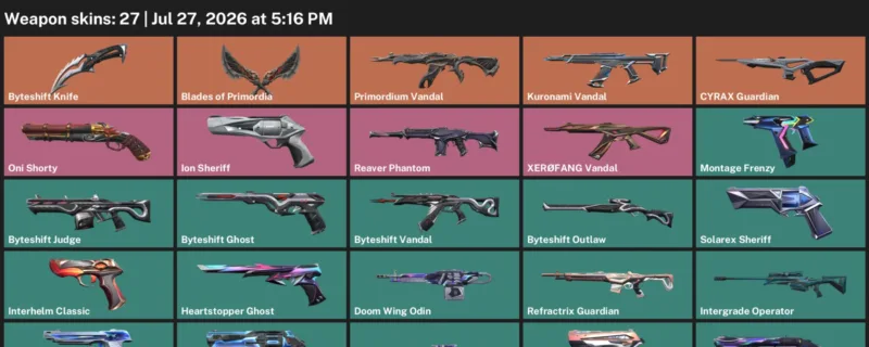 Valorant Accounts listing: LVL 155 · Byteshift Knife · 27 Skins - Gold 2, 27 skins