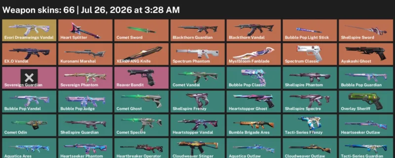 Valorant Accounts listing: LVL 126 · Comet Sword & Shellspire Sword · 66 Skins - Bronze 3, 66 skins