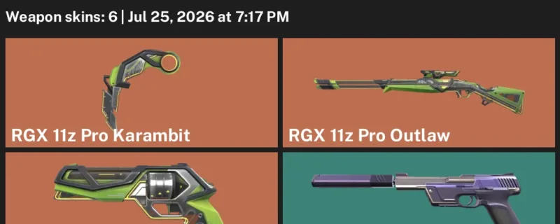 Valorant Accounts listing: LVL 131 · RGX 11z Pro Karambit · 6 Skins - Platinum 1, 6 skins