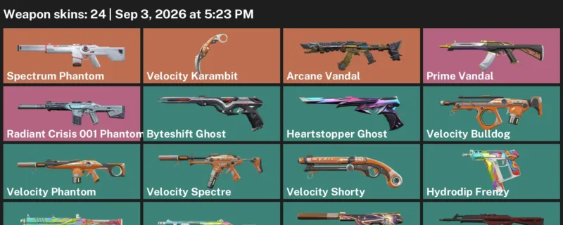 Valorant account inventory for LVL 127 · Arcane Vandal & Velocity Karambit