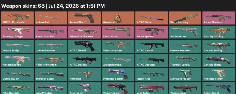 Valorant Accounts listing: LVL 128 · K/TAC Blade · 68 Skins - Ascendant 2, 68 skins
